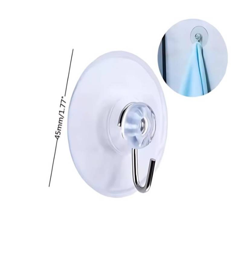 Lot de 10 crochets à ventouse en plastique transparent de 30 mm pour les macarons de voiture, cuisine, mur, fenêtre, porte en verre, salle de bain, douche, avec crochets métalliques